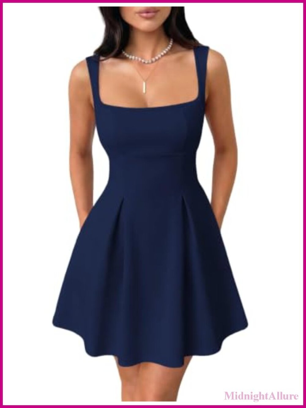 Square Neck Sleeveless Mini Dress Adjustable Strap Backless Bow Tie A Line Party